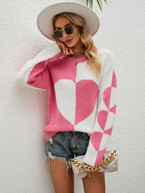 Long Sleeve Love Pattern Turtleneck Sweater