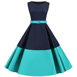 Round Neck Sleeveless Color Matching Dress