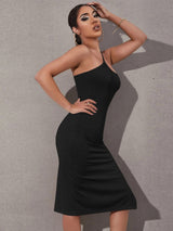 Sexy Split Diagonal Shoulder Sling Dress