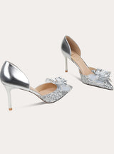 Women Crystal Yarn High Heels Shoes