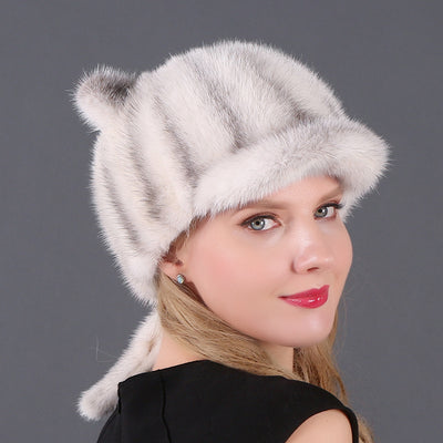 Winter Fur Women's Cat Ears Mink Hat