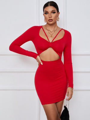 Sexy Long Sleeve Tight Hollow Dress