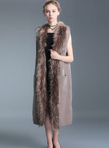 Sleeveless Knitted Cardigan Sweater Coat Fur Shawl
