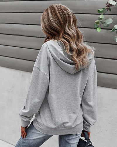 Solid Color Long Sleeve Hooded Top