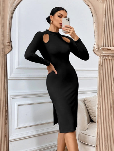 Split Hollow Knitted Fashion Dress