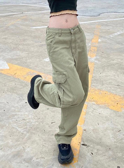 Waist Slim Retro Pocket Tooling Casual Pants