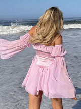 Hollow Out Beach Style Vintage Chiffon Dress