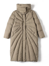 Pile-collar Black Long Thick Irregular Down Jacket