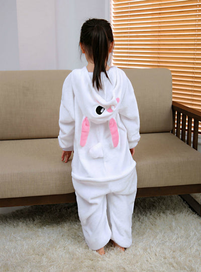 Pink Rabbit And Animal Conjoined Flannel Pajamas
