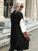 Knitted Cardigan Long Sleeve Color Matching Sweater Coat