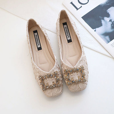 Flat-bottomed Square Buckle Folded Lazy Shoes