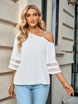 Casual Metal Button One-shoulder Top