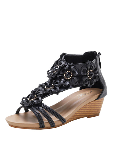 Retro Holiday Flower Bohemian Wedge Sandals