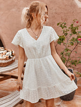 A-Line V-neck Short Sleeve Dress