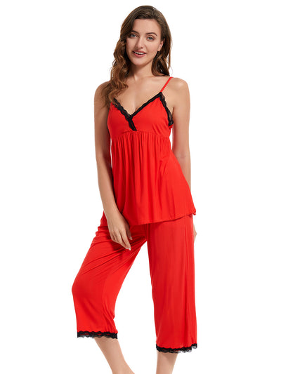 Lace Cropped Pants Two-piece Pajamas