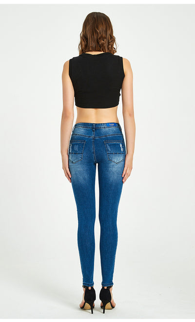 3D Embroidered High Waist Jeans