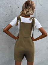 Shorts wide-leg Pants Straps Cotton Jumpsuit