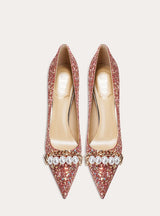 Pearl Chain Red High Heels Shoes