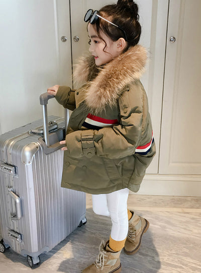 Girls' Foreign-Style Cotton-Padded Down Jacket