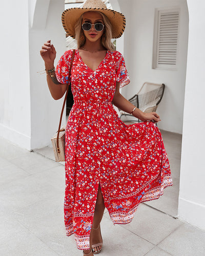 V-neck Sexy Print Dress