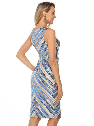 Sexy V-neck Sleeveless Sequined Dress