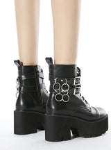 Metal Zipper Sponge Cake Bottom Female Boots