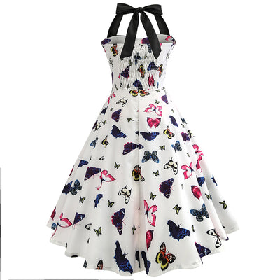 Retro 50s Printed Neck Dress