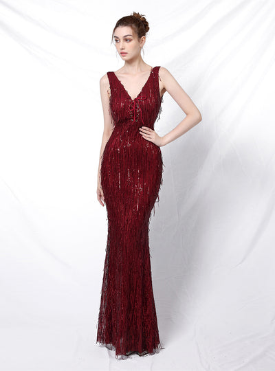 Fringe Fishtail Banquet Dress