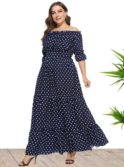 Word Collar Polka Dot Beach Dress