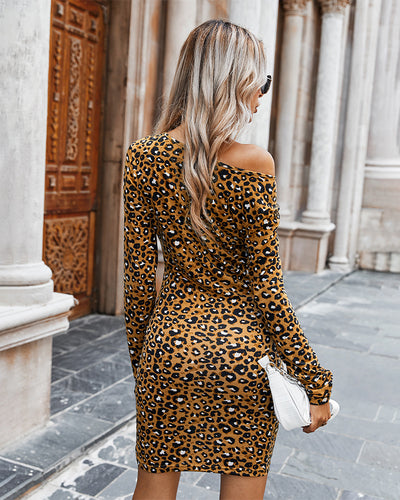 Women Leopard Print Slim Dress