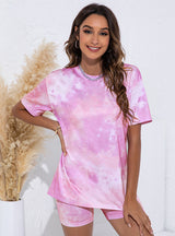 Tie-dyed Short Sleeve Suit Two-piece Set Shorts