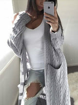 Womens Pockets Sweater Long Warm Sweater Cardigan Coat