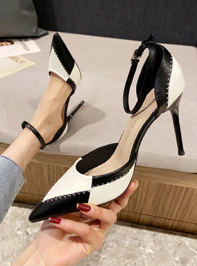 Pointed Heel Color Matching High-heeled Shoes