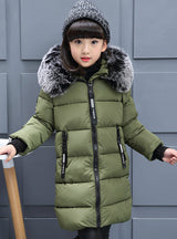 Winter Cotton Jackets Girls Fur Collar Letters Coats 