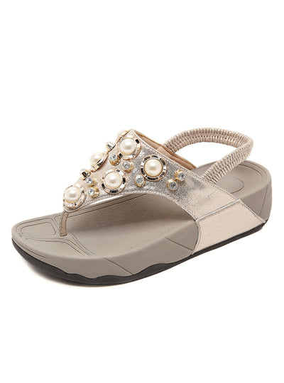 Rhinestone Beaded Sponge Cake Bottom Sandal