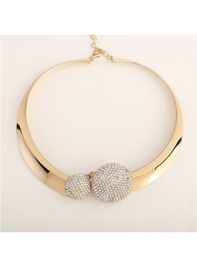 Crystal Rhinestone Two hemispheres Gold Collar 