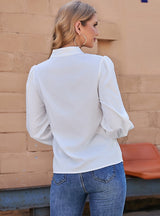 Loose Long-sleeved V-neck Pullover Shirt