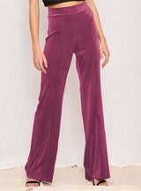 Women Casual Solid Color High Waist Elastic Pants
