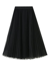 Elastic High Waist Gauze Pleated Skirt