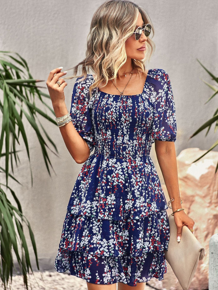 Square Neck Fashion Holiday Cake Dress