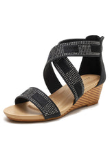 Summer Rhinestone Thick-soled Wedge Sandals