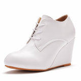 White Heeled Lace-up Heeled Boots