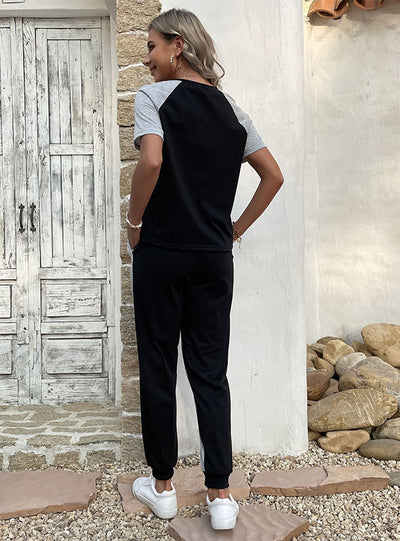 Short Sleeve Splicing Leisure Sports Suit