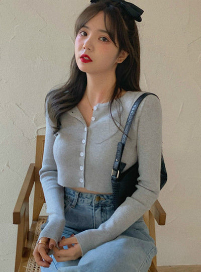 O-neck Short Knitted Sweaters Women Thin Cardigan