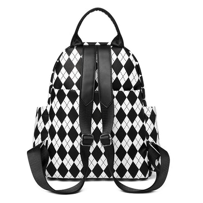 Large-capacity Contrast Rhombus Outdoor Travel Backpack