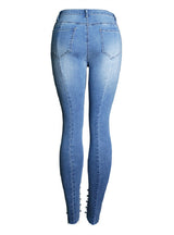 Pearl Pencil Pants Denim Elastic Feet Pants