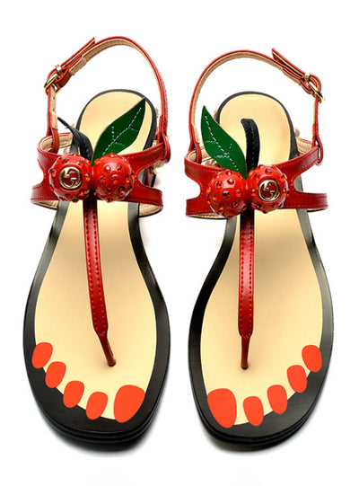 Sandals Flip Flop Cherry 2018 Peal Heel Woman Summer
