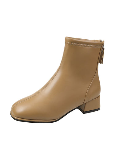 Back Zipper Cotton Square Head Snow Boots