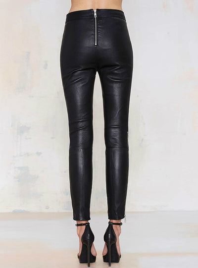 Pencil Pants Zippers Back Pu Leather Pants