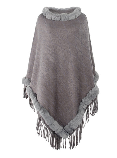 Collar Solid ColorKnitted Cape Shawl